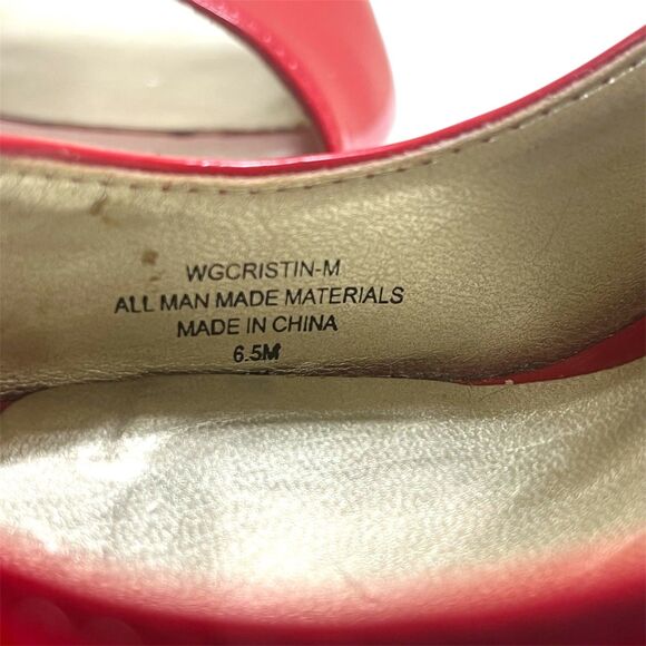Guess Women's Size 6.5 Red Cork Wedge Open Toe Heels with Buckle Strap READ - Picture 7 of 13
